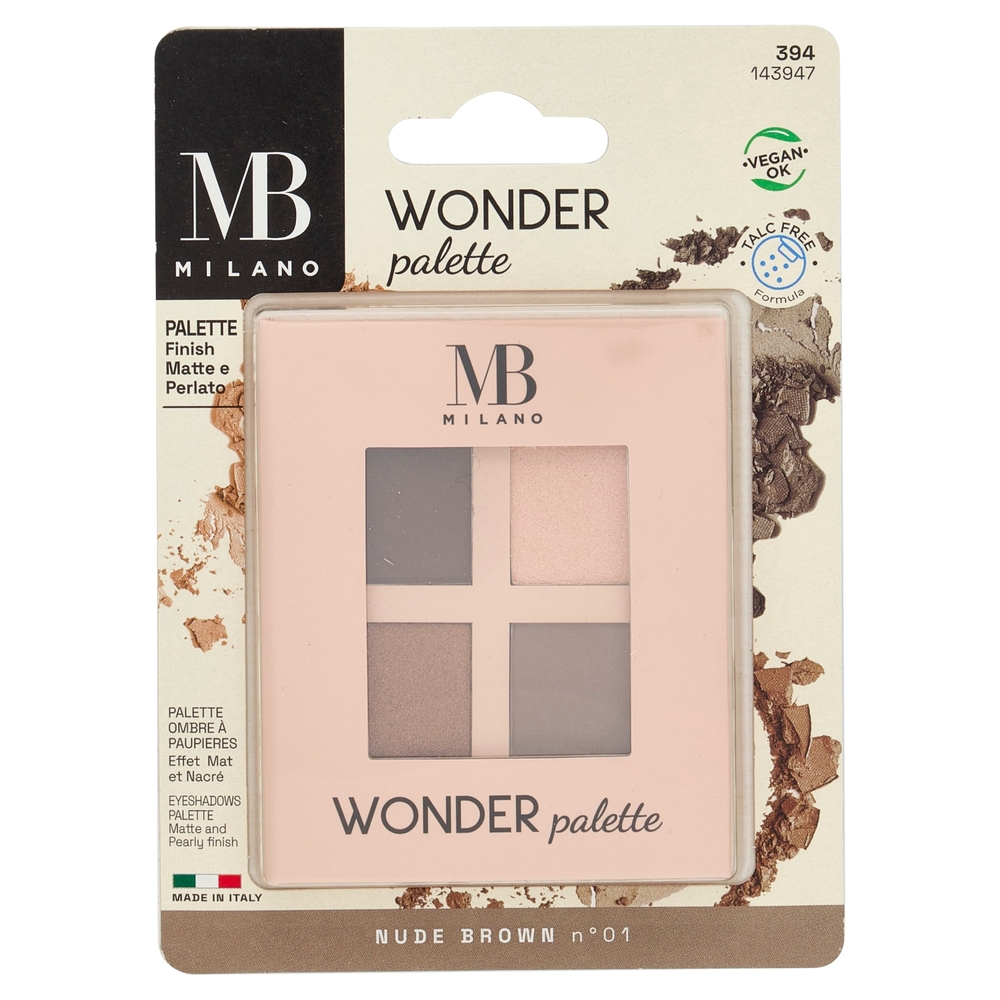 MB Milano Wonder palette Palette Finish Matte e Perlato Nude Brown n° 01 2 g